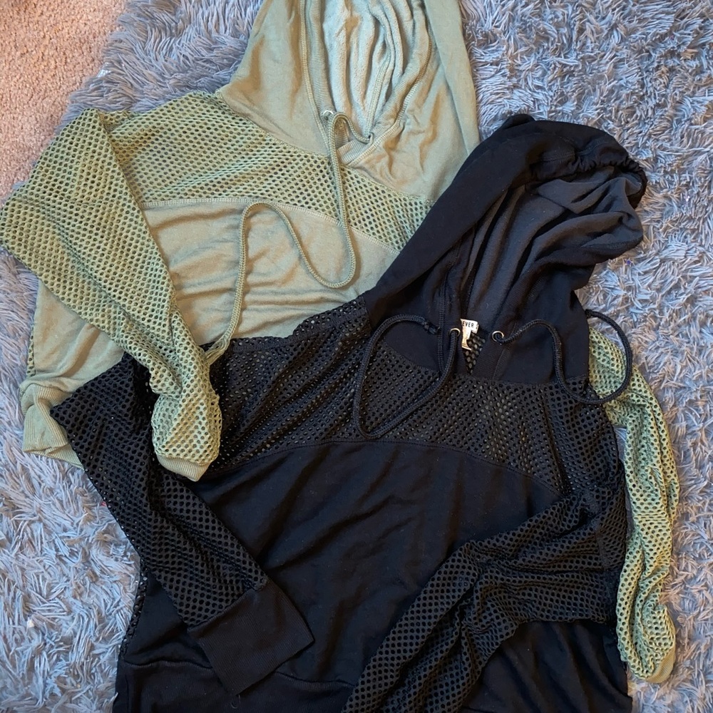 2 mesh workout hoodies